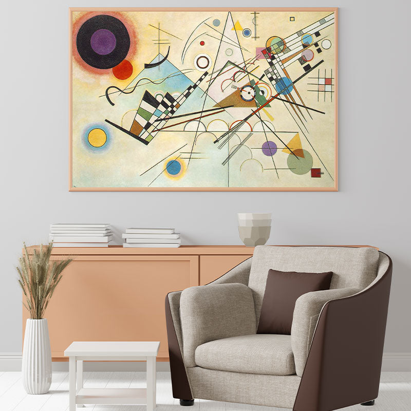 Ambiente moderno decorado com o Quadro Decorativo Composição VIII de Kandinsky.