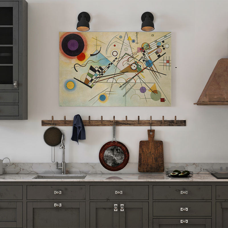 Cozinha decorada com o Quadro Decorativo Composição VIII de Kandinsky.