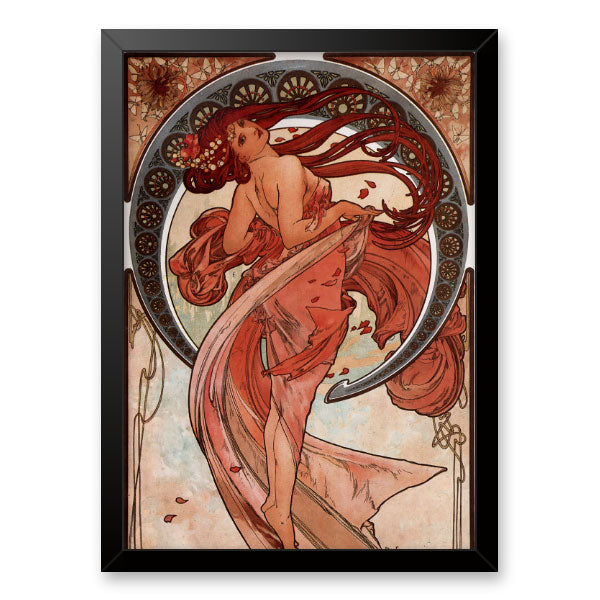 Quadro Dança Alphonse Mucha Moldura Tradicional Preta