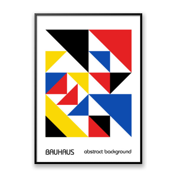 Quadro Decorativo Abstrato Bauhaus Moldura Filete Preta