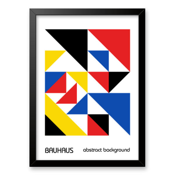 Quadro Decorativo Abstrato Bauhaus Moldura Tradicional Preta