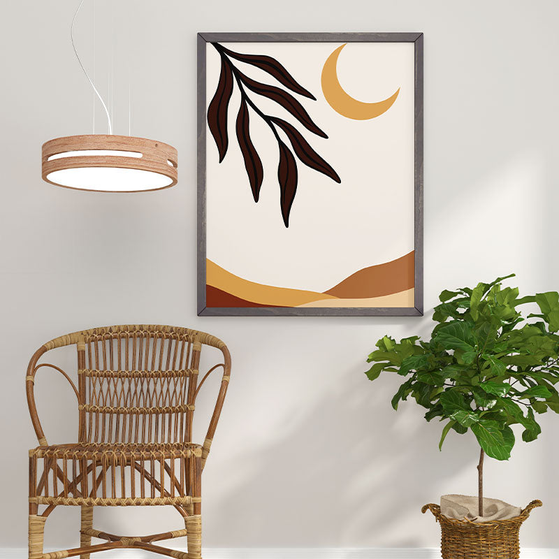 Quadro Decorativo Boho Planta E Lua