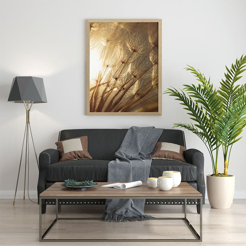 Quadro Decorativo Dentes de Leão Dourados