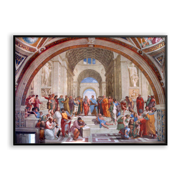Quadro Decorativo Escola De Atenas Rafael Sanzio Moldura Filete Preta