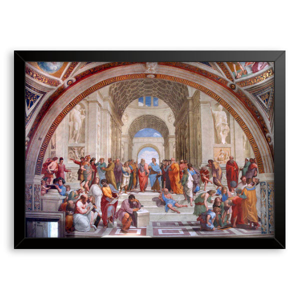 Quadro Decorativo Escola De Atenas Rafael Sanzio Moldura Tradicional Preta