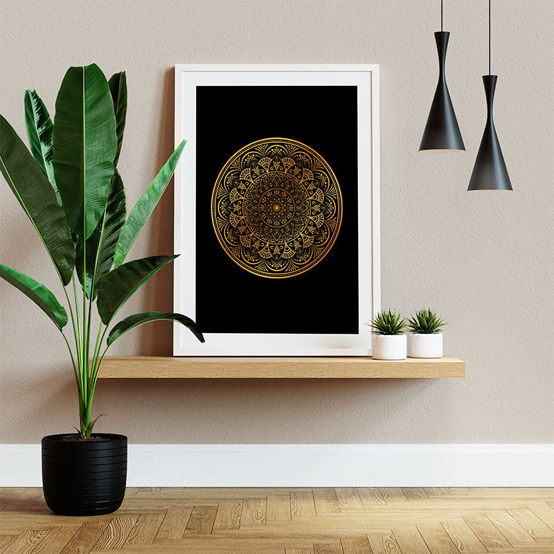 Quadro Decorativo Mandala Dourada