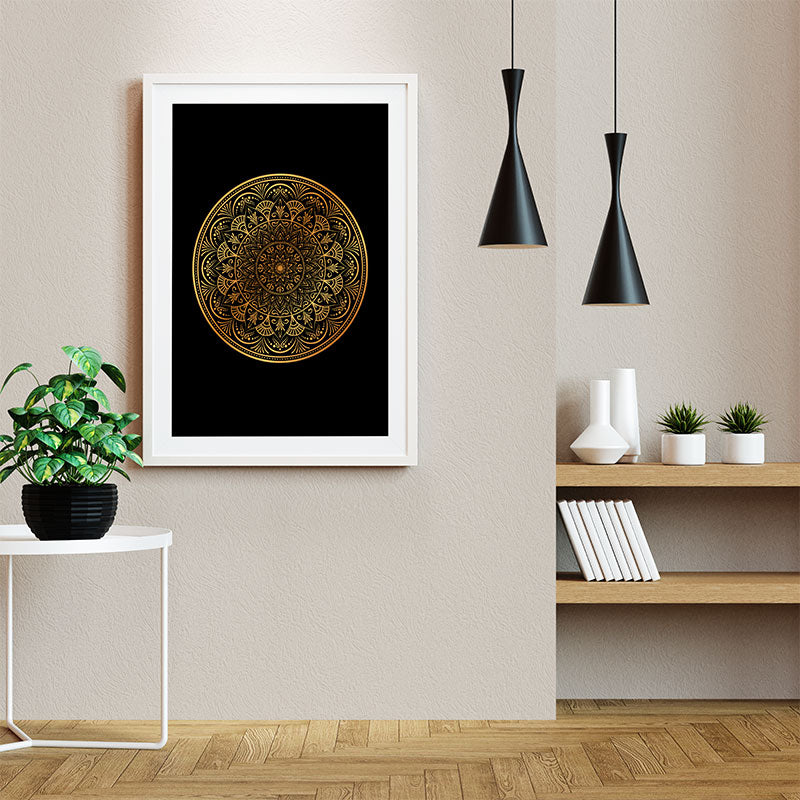 Quadro Decorativo Mandala Dourada