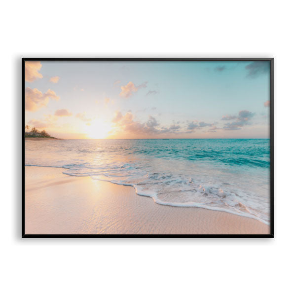 Quadro Decorativo Mar Na Praia Moldura Filete Preta