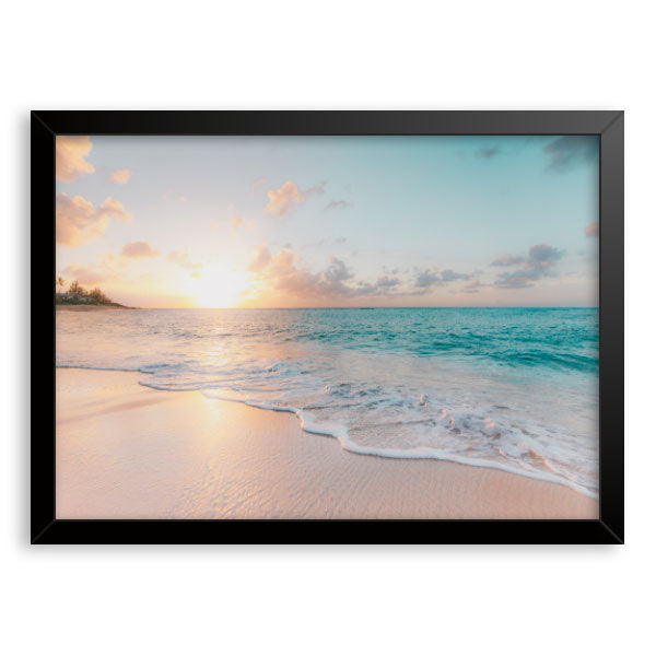 Quadro Decorativo Mar Na Praia Moldura Tradicional Preta