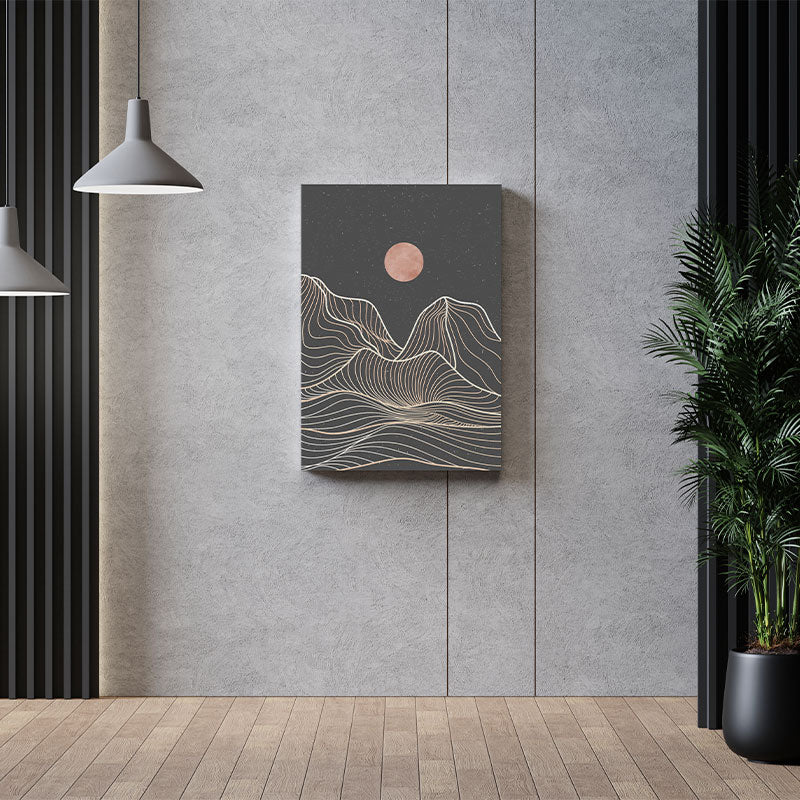 Quadro Decorativo Minimalista Lua Montanhas