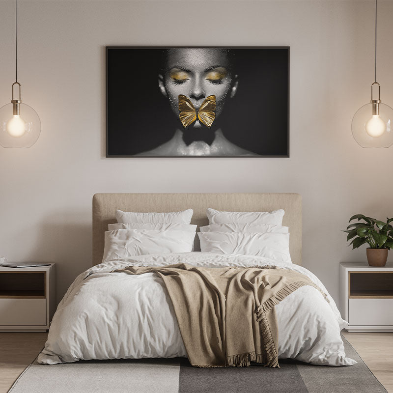 Quadro Decorativo Mulher Com Borboleta
