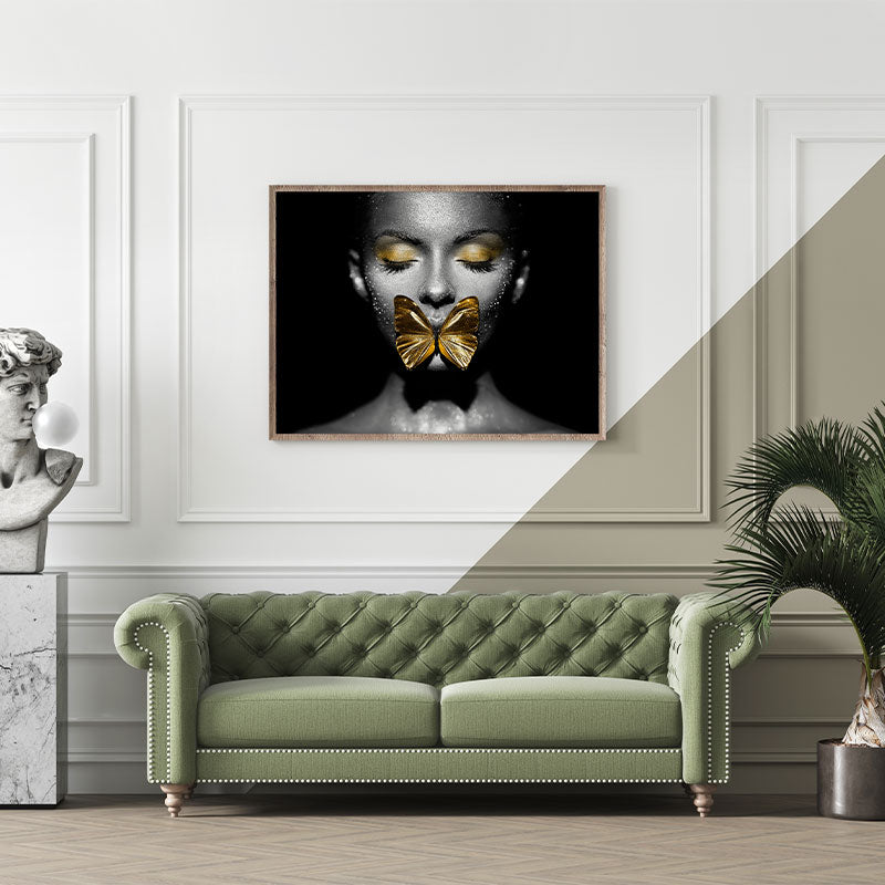 Quadro Decorativo Mulher Com Borboleta
