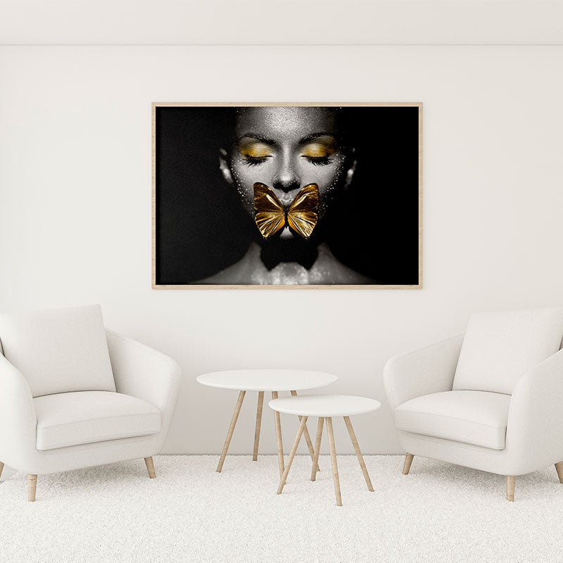 Quadro Decorativo Mulher Com Borboleta