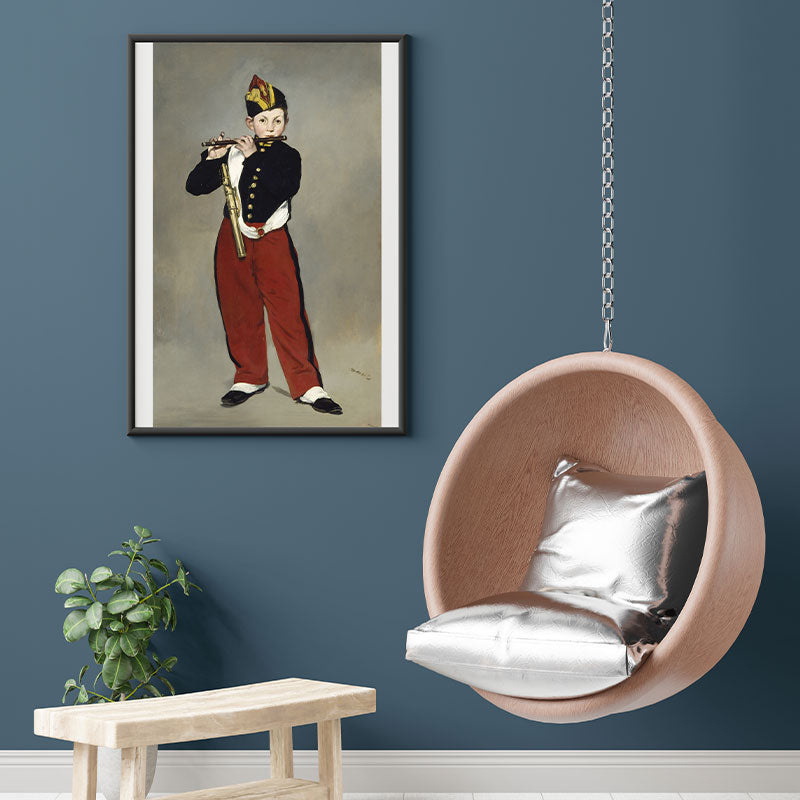 Quadro Decorativo O Tocador de Pífaro Pendurado Ao Lado de Cadeira de Balanço.