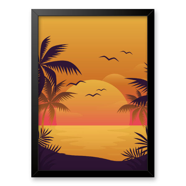 Quadro Decorativo Praiano Moldura Tradicional Preta