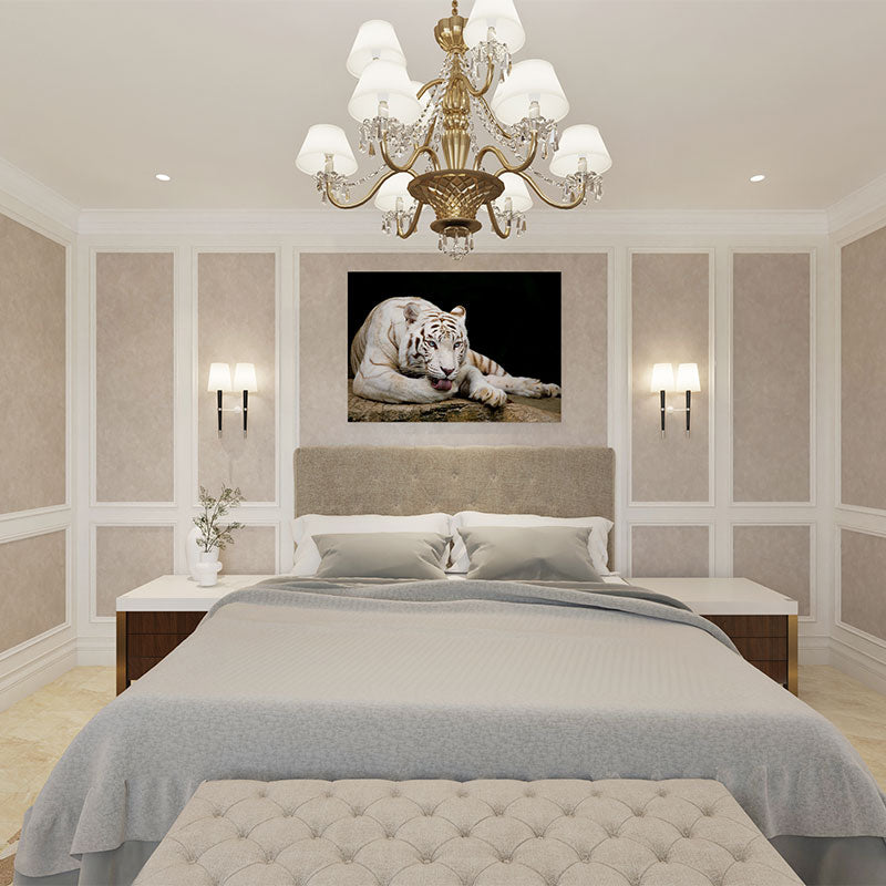 Quadro Decorativo Tigre Branco Com Olhos Azuis