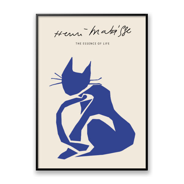 Quadro Gato Azul Matisse Moldura Filete Preta