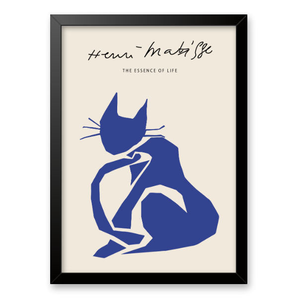 Quadro Gato Azul Matisse Moldura Tradicional Preta