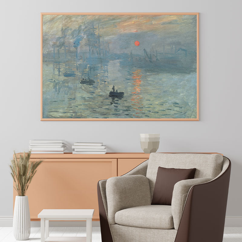 Quadro Impressão Nascer do Sol Pendurado Acima de Poltrona.