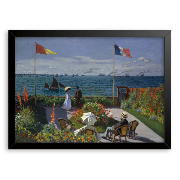 Quadro Jardim Em Sainte-Adresse Monet Moldura Tradicional Preta