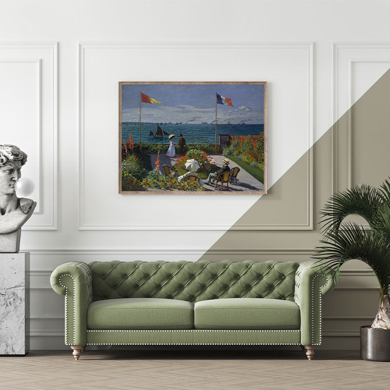 Quadro Jardim Em Sainte-Adresse Pendurado Acima de Sofá Verde.