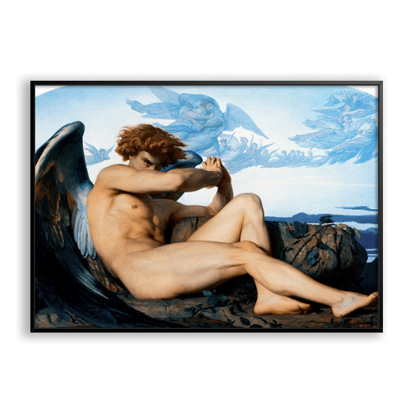 Quadro Lúcifer O Anjo Caído Moldura Filete Preta