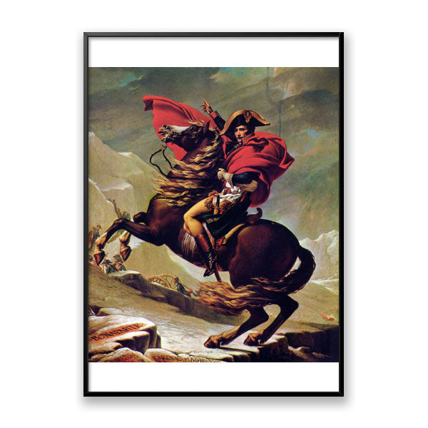 Quadro Decorativo Napoleão Cruzando os Alpes Moldura Filete Preta