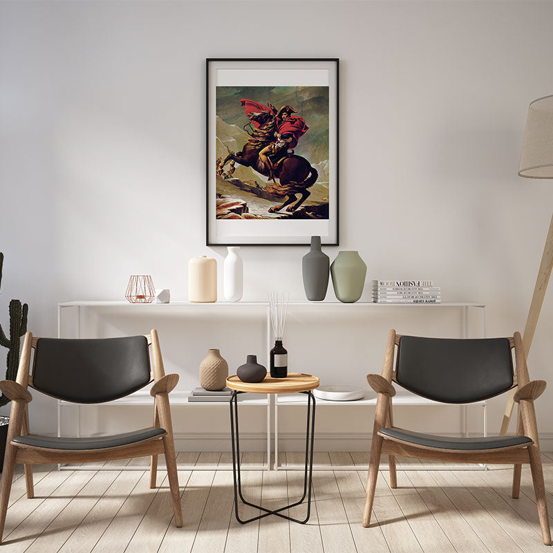 Quadro Napoleão Cruzando os Alpes Pendurado em Sala Moderna.