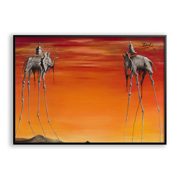 Quadro Os Elefantes Salvador Dalí Moldura Filete Preta