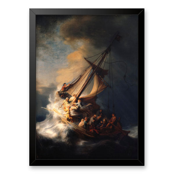 Quadro Tempestade no Mar da Galileia Moldura Tradicional Preta