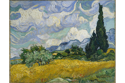 Obra Campo de Trigo com Ciprestes de Van Gogh