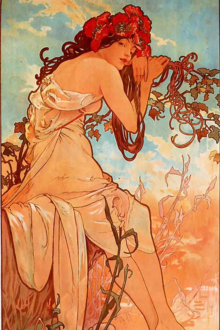 Obra Verão de Alphonse Mucha