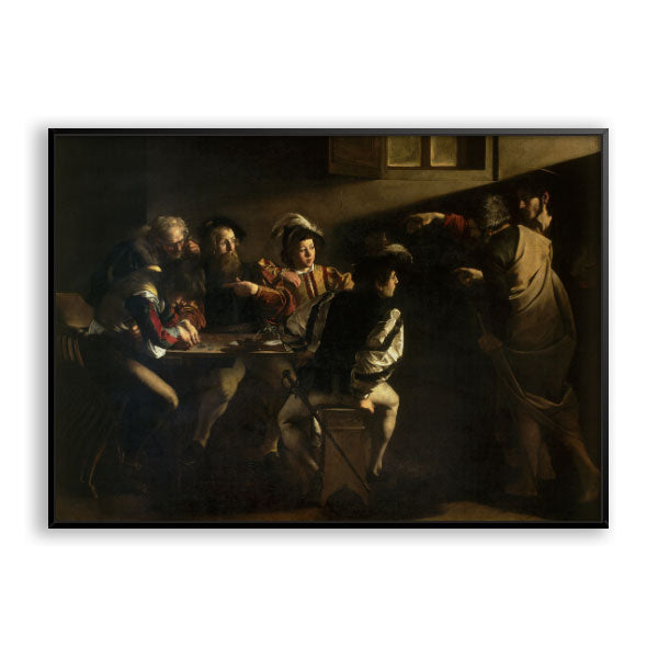 Quadro A Vocação de São Mateus Caravaggio Moldura Filete Preta