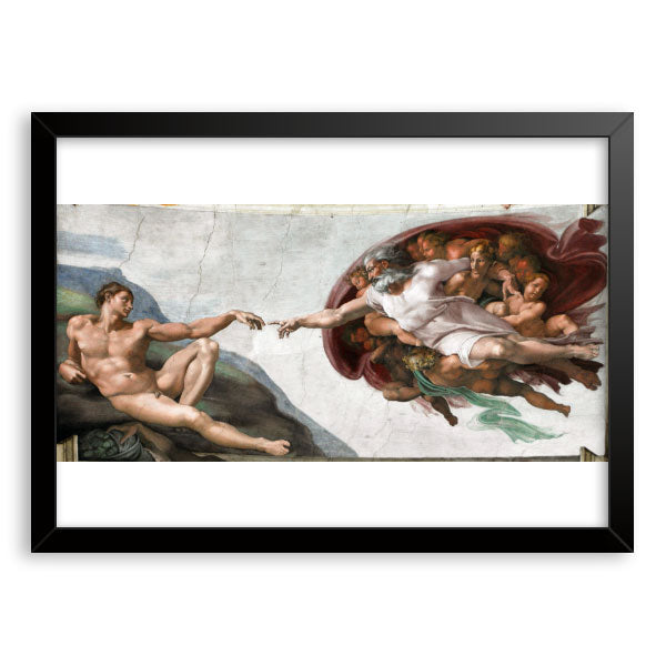 Quadro Decorativo A Criação de Adão Michelangelo Moldura Tradicional Preta