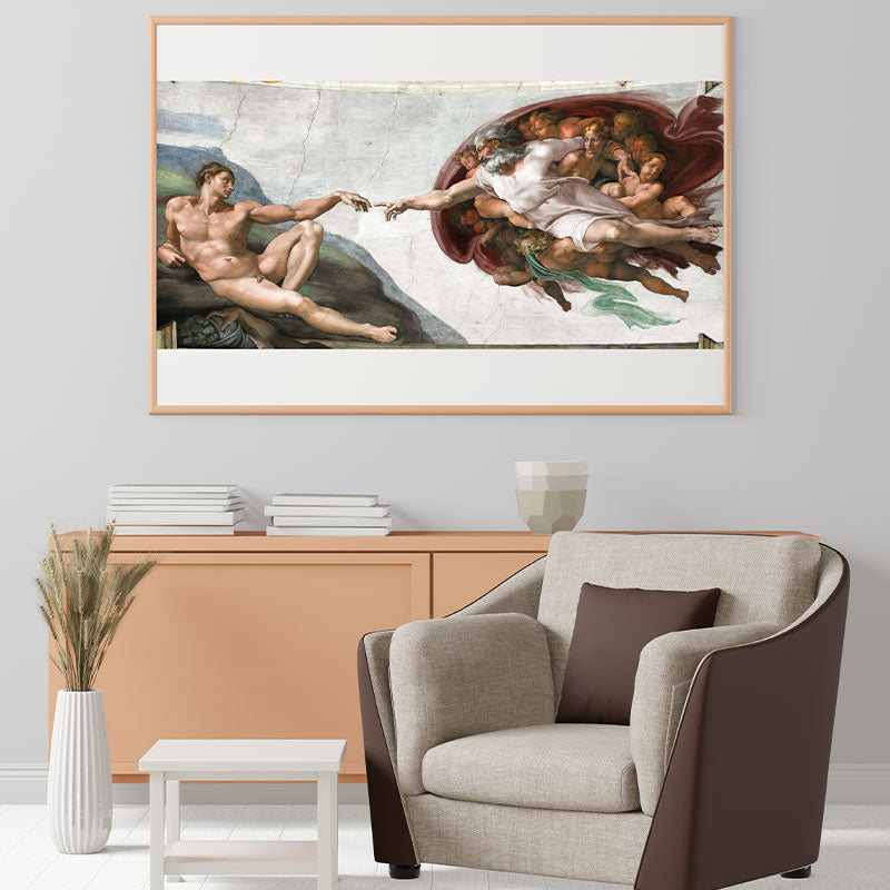 Quadro Decorativo A Criação de Adão Michelangelo