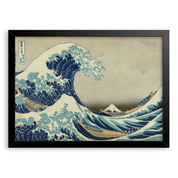 Quadro Decorativo A Grande Onda De Kanagawa Hokusai Moldura Tradicional Preta