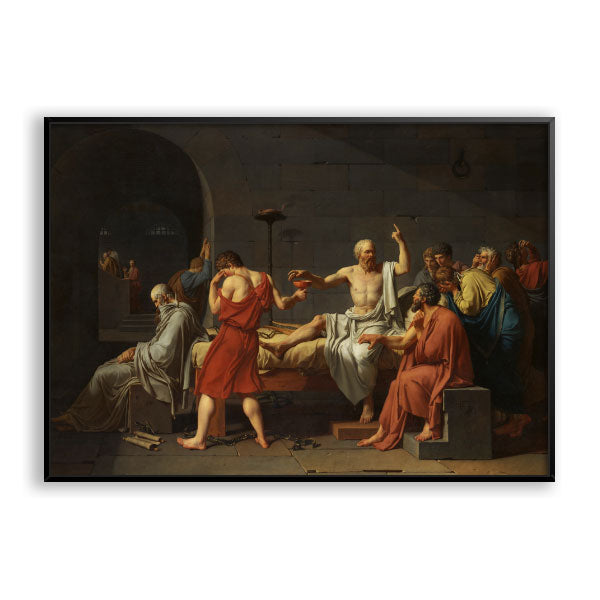 Quadro Decorativo A Morte de Sócrates Jacques-Louis David Moldura Filete Preta