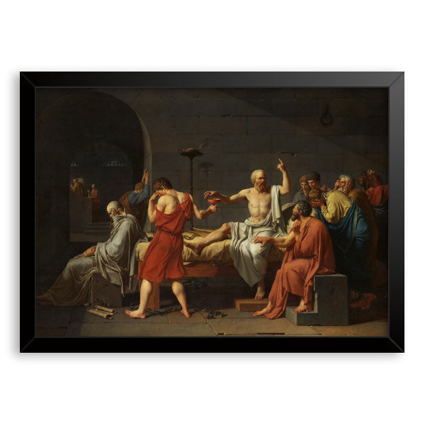 Quadro Decorativo A Morte de Sócrates Jacques-Louis David Moldura Tradicional Preta