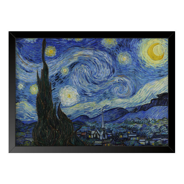 Quadro Decorativo A Noite Estrelada Van Gogh Moldura Tradicional Preta