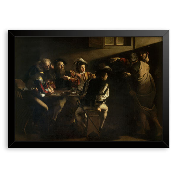 Quadro Decorativo A Vocação de São Mateus Caravaggio Moldura Tradicional Preta