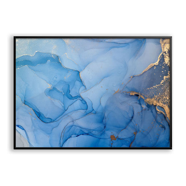 Quadro Decorativo Abstrato Azul Moldura Filete Preta