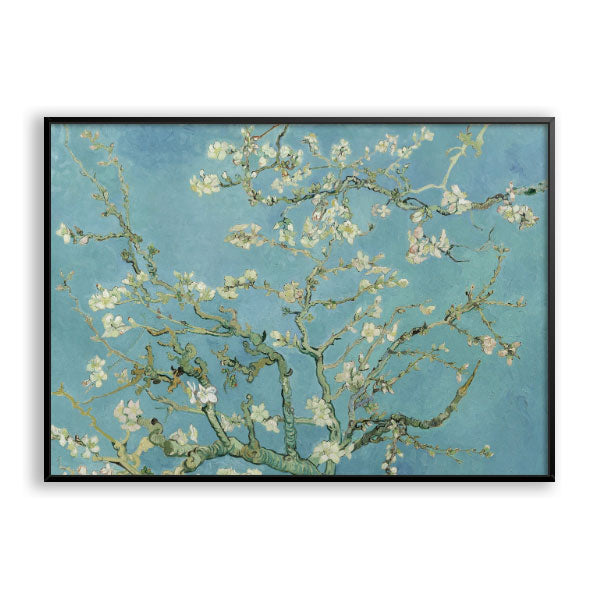 Quadro Decorativo Amendoeira Em Flor Van Gogh Moldura Filete Preta
