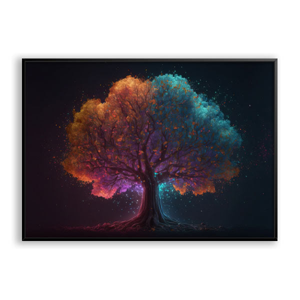 Quadro Decorativo Árvore Da Vida Moldura Filete Preta