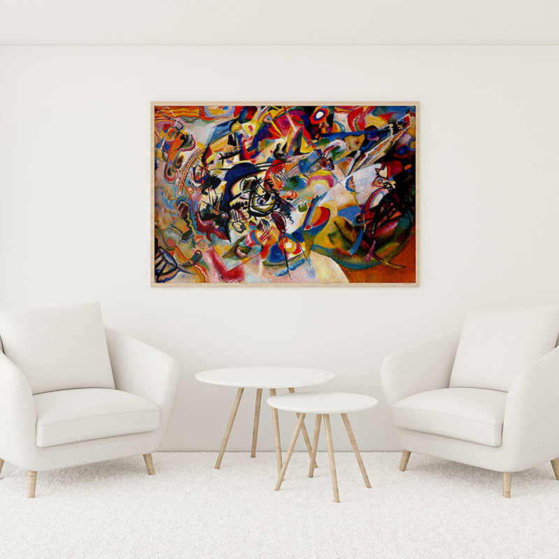 Quadro Decorativo Composição VII Pendurado em Parede Branca.