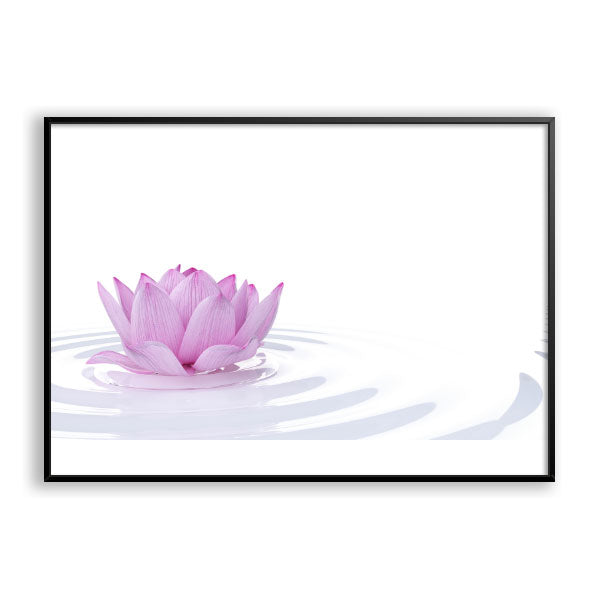Quadro Decorativo Flor De Lótus Moldura Filete Preta