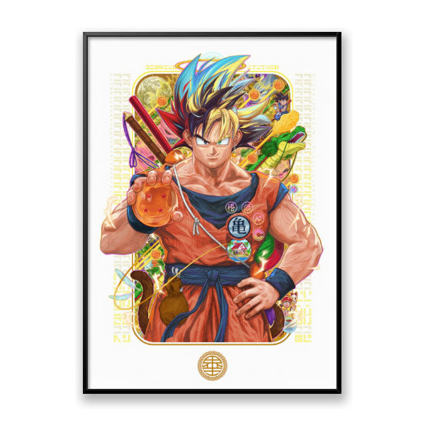 Quadro Decorativo Goku Dragon Ball Moldura Filete Preta