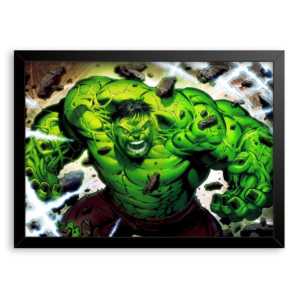 Quadro Decorativo Incrível Hulk Moldura Tradicional Preta