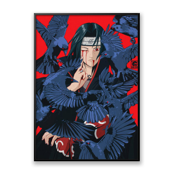 Quadro Decorativo Itachi Uchiha Moldura Filete Preta