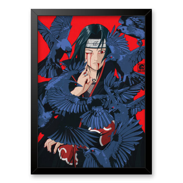 Quadro Decorativo Itachi Uchiha Moldura Tradicional Preta