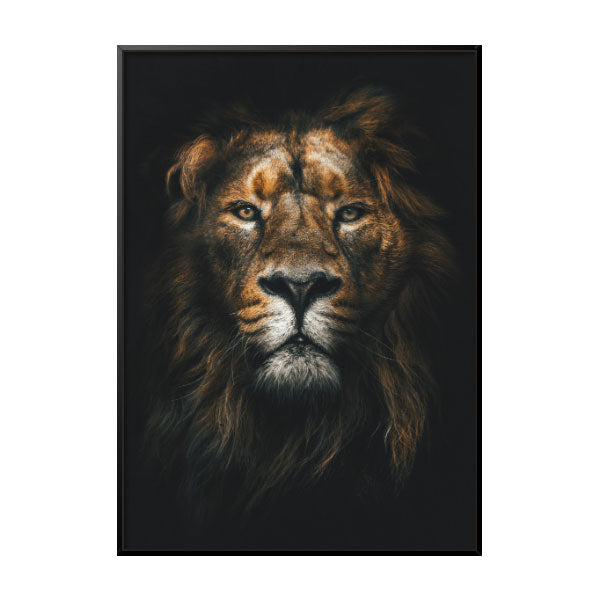 Quadro Decorativo Leão Rei Moldura Filete Preta
